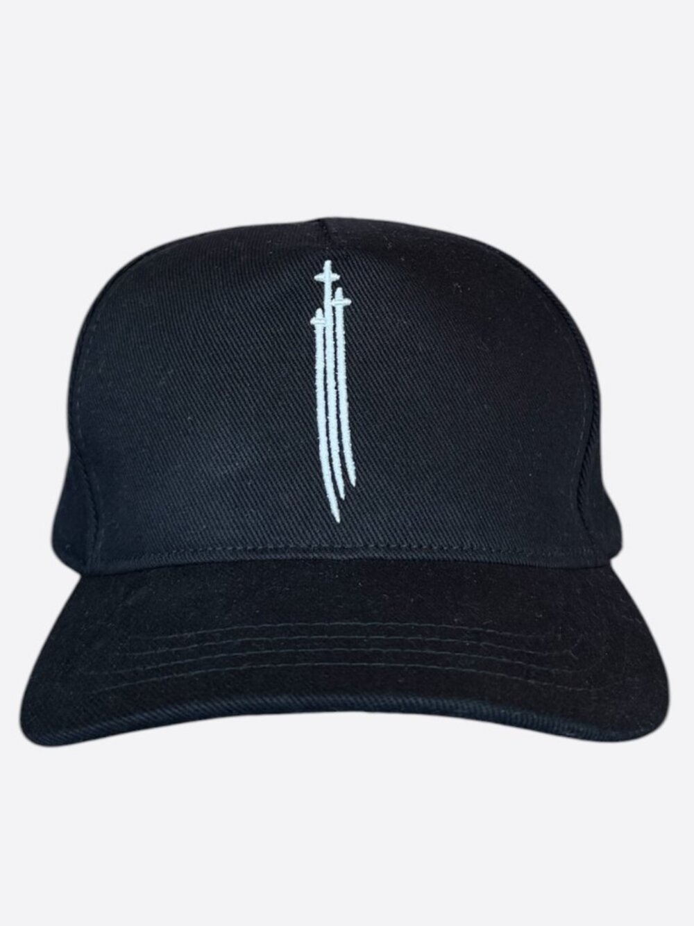Chrome Hearts Black & White Embroidered Triple Cross RS3 Trucker Hat